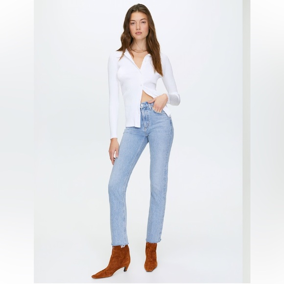 AGOLDE Cherie High Rise Straight Leg Jean Raw Hem Size 27 - Picture 1 of 16